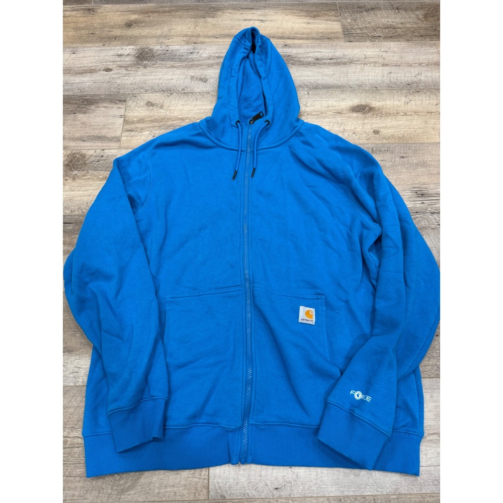 Carhartt Force Blue Relaxed Fit Full Zip Hoodie Mens XL Sweatshirt